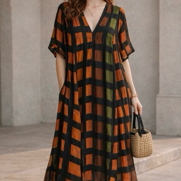 Dolma Dresses & Skirts - Dolma Anthropologie Colorful Geometric Patterned Cotton Skye Dress